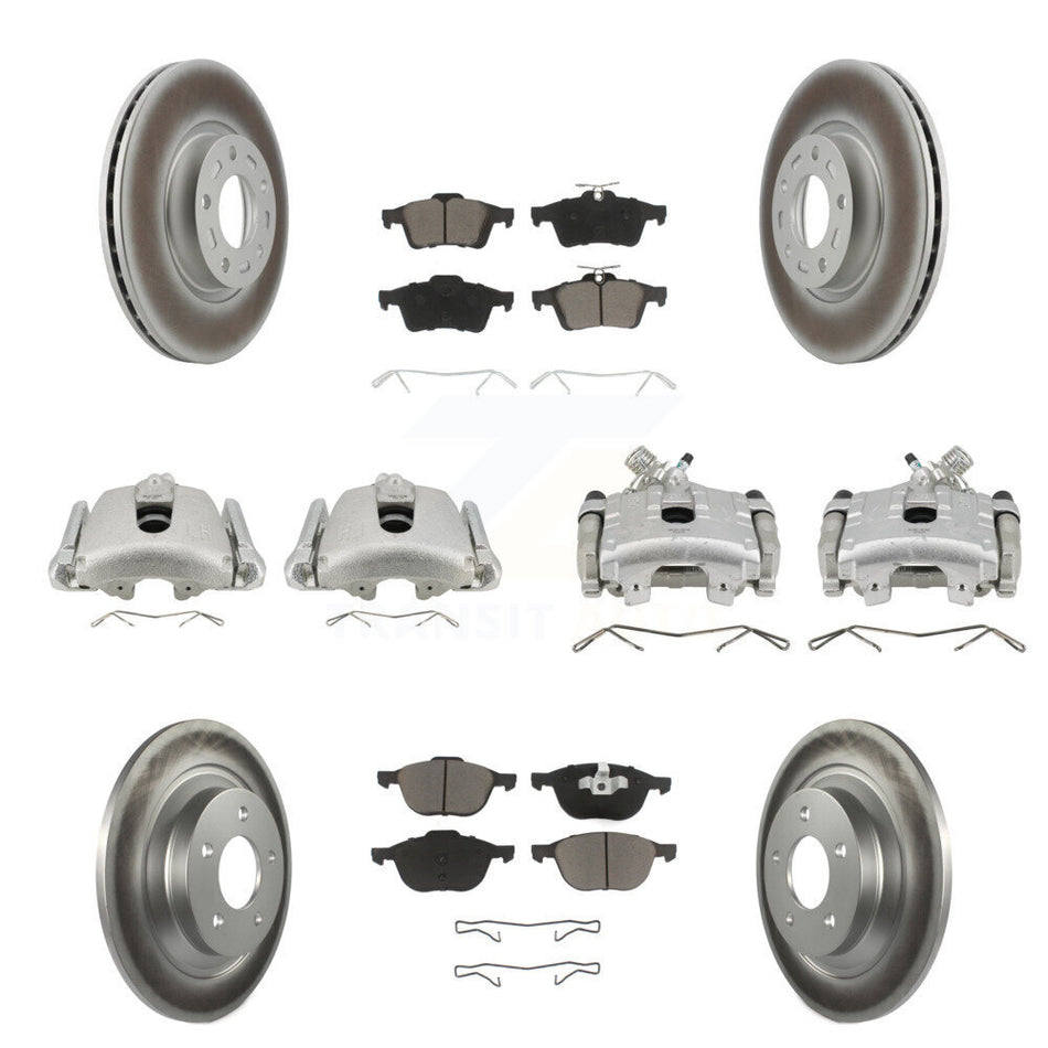 Front Rear Disc Brake Caliper Coated Rotors And Ceramic Pads Kit (10Pc) For Mazda 5 KCG-101019C