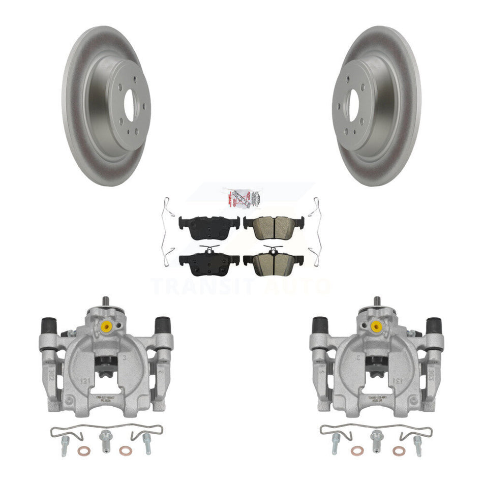 Rear Disc Brake Caliper Coated Rotors And Semi-Metallic Pads Kit For Lincoln Continental KCG-101019N