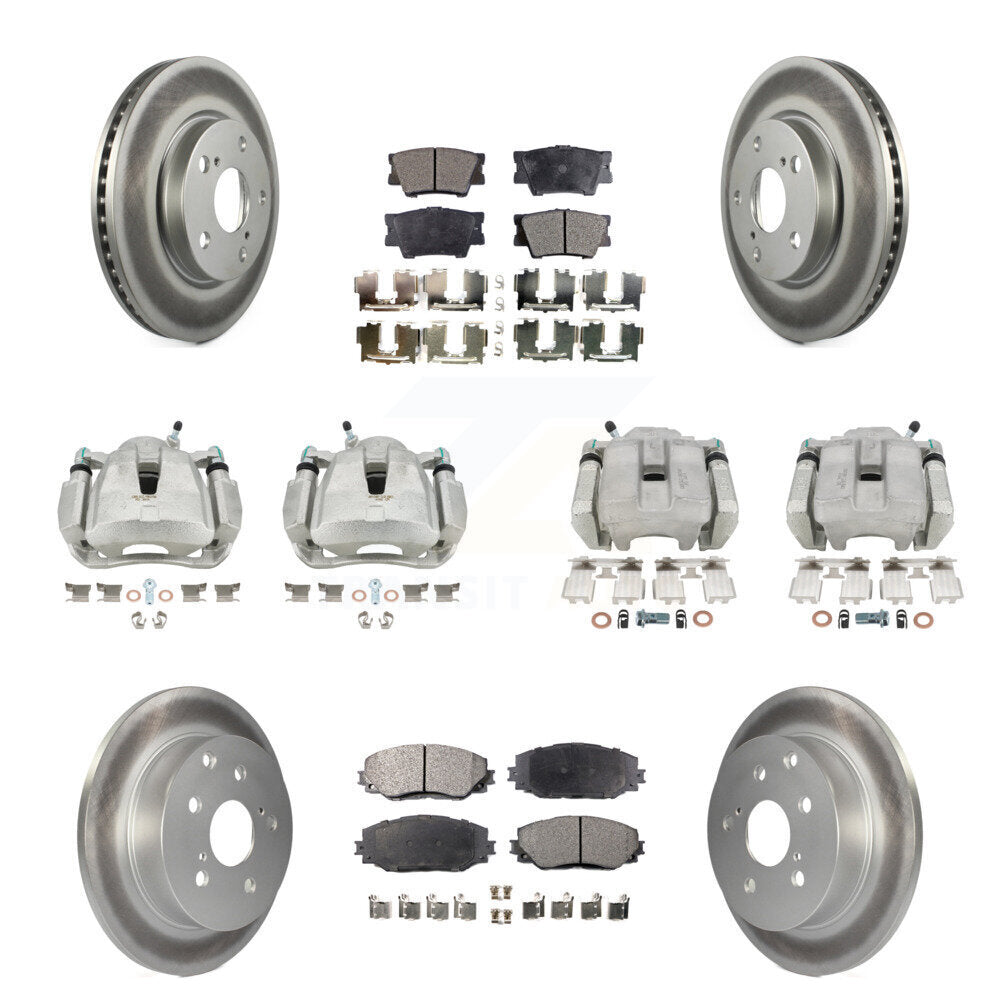 Front Rear Disc Brake Caliper Coat Rotor Semi-Metallic Pad Kit (10Pc) For Toyota RAV4 LE KCG-101019P