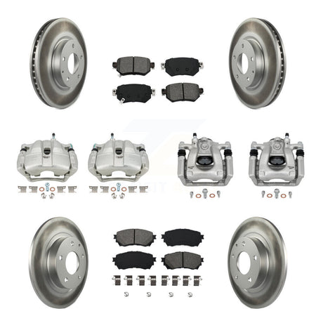 Front Rear Disc Brake Caliper Coated Rotors And Semi-Metallic Pad Kit (10Pc) For Mazda 6 KCG-101019S