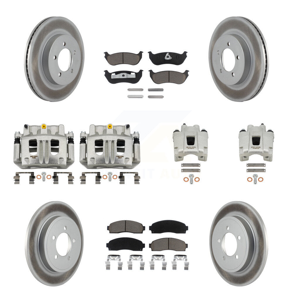 Front Rear Brake Caliper Coat Rotor And Ceramic Pad Kit (10Pc) For Ford Explorer Mercury KCG-101020C