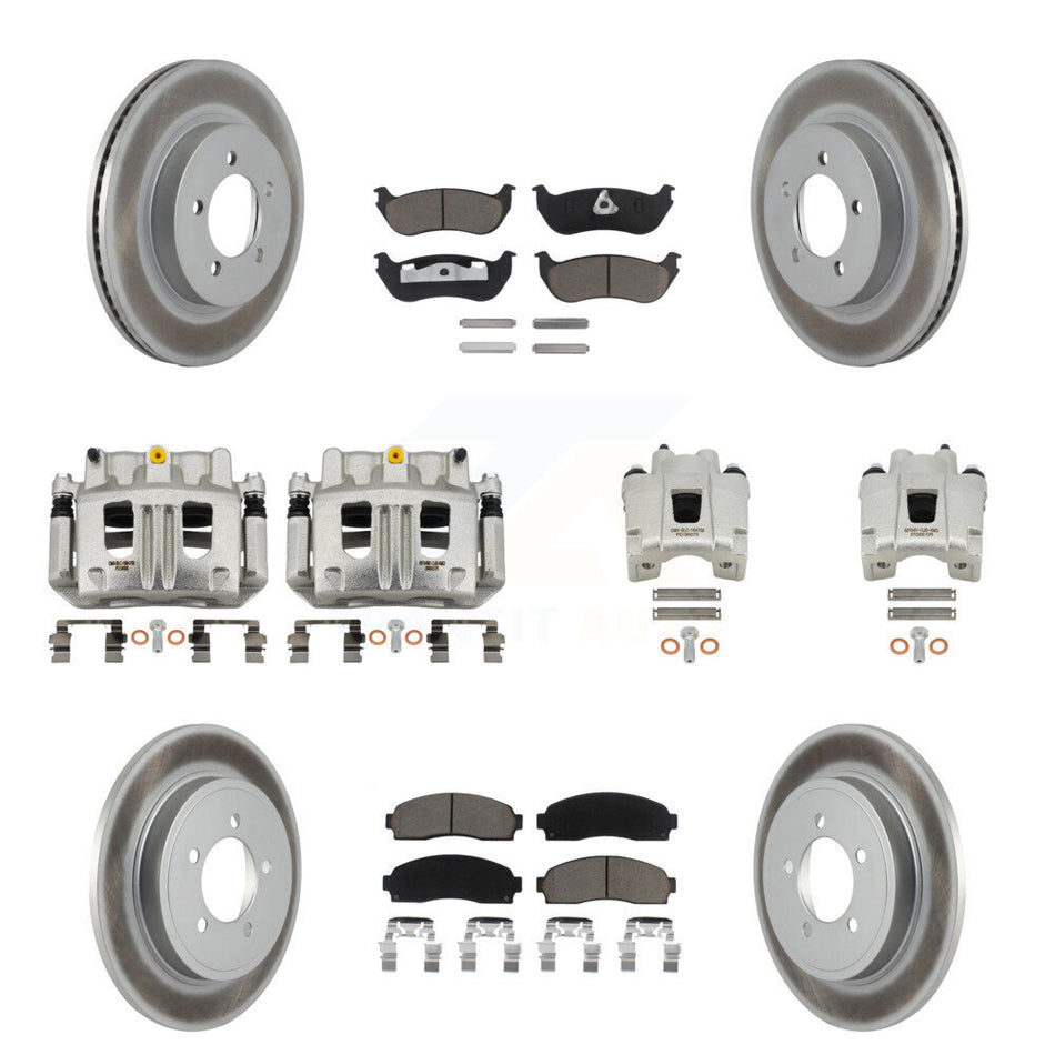Front Rear Brake Caliper Coat Rotor And Ceramic Pad Kit (10Pc) For Ford Explorer Mercury KCG-101020C