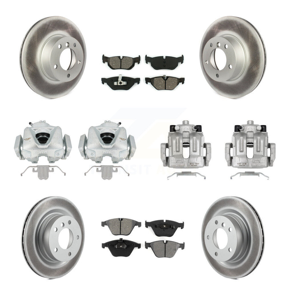 Front Rear Disc Brake Caliper Coated Rotors And Semi-Metallic Pads Kit (10Pc) For BMW 328i 323i KCG-101021S