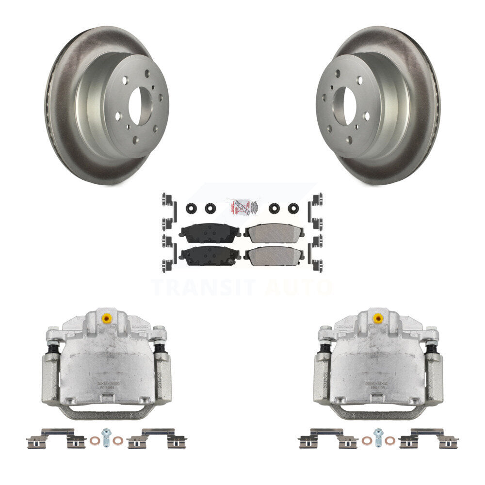 Rear Brake Caliper Coat Rotors Semi-Metallic Pad Kit For Chevrolet GMC Sierra 1500 Tahoe KCG-101022N