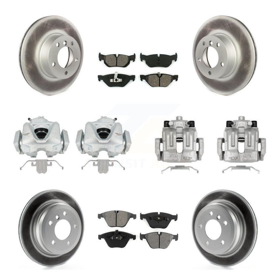 Front Rear Disc Brake Caliper Coated Rotors And Semi-Metallic Pads Kit (10Pc) For BMW 328i xDrive X1 328xi KCG-101022S