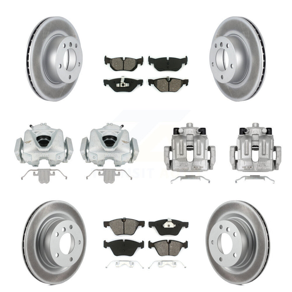 Front Rear Disc Brake Caliper Coated Rotors And Semi-Metallic Pads Kit (10Pc) For BMW 328i 323i KCG-101023S