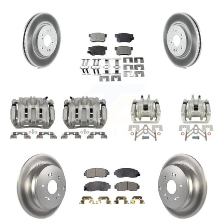 Front Rear Disc Brake Caliper Coated Rotors And Ceramic Pads Kit (10Pc) For Acura RDX KCG-101023T