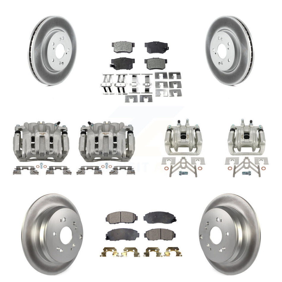 Front Rear Disc Brake Caliper Coated Rotors And Ceramic Pads Kit (10Pc) For Acura RDX KCG-101023T