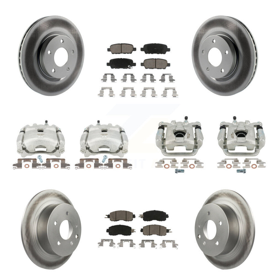 Front Rear Disc Brake Caliper Coated Rotors And Ceramic Pads Kit (10Pc) For Nissan Altima KCG-101024C