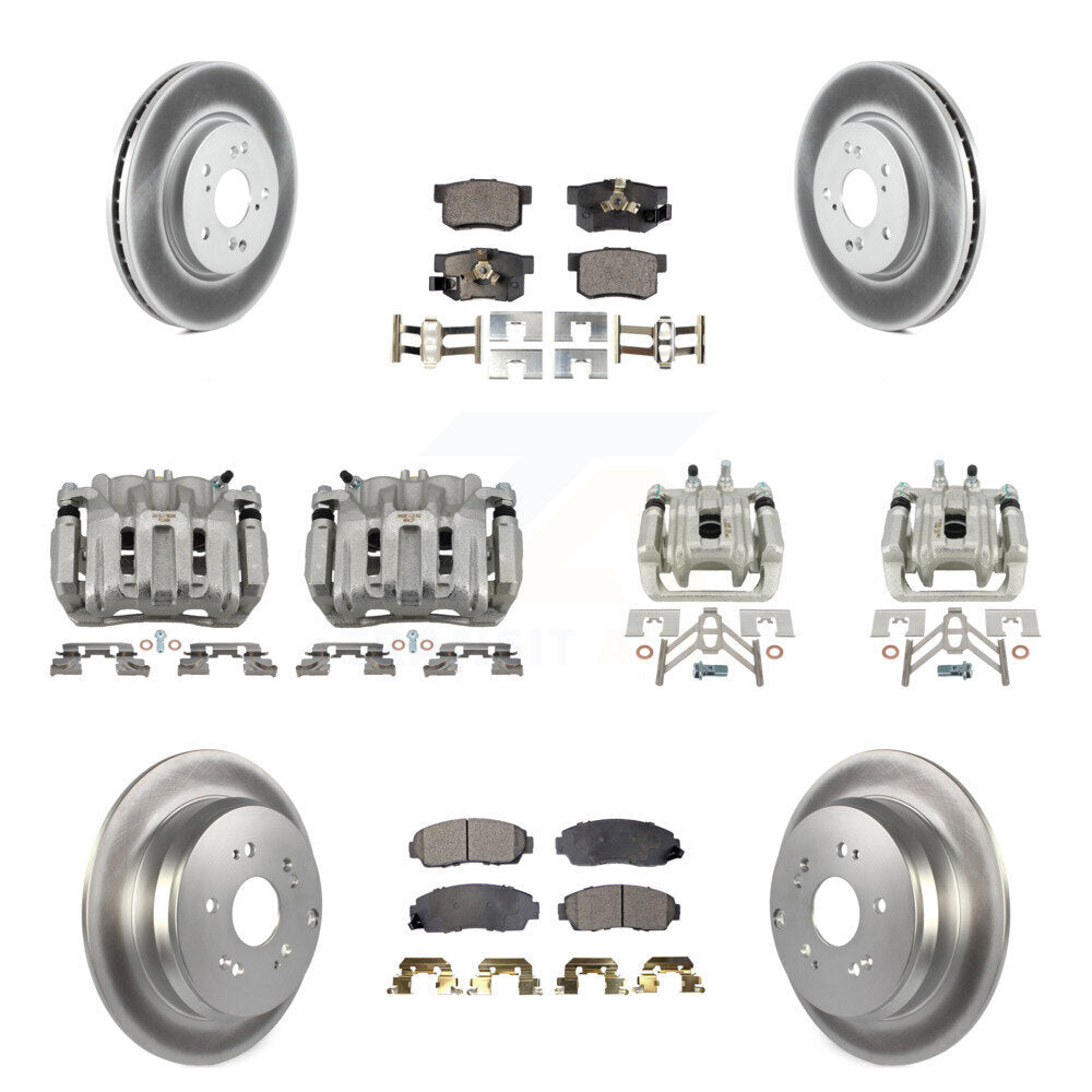 Front Rear Brake Caliper Coat Rotors & Semi-Metallic Pad Kit (10Pc) For Honda CR-V Acura KCG-101024P
