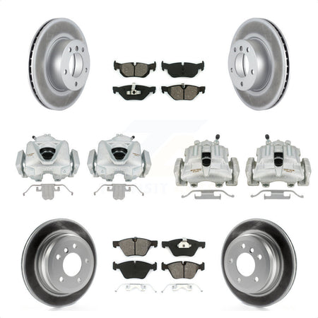 Front Rear Disc Brake Caliper Coated Rotors And Semi-Metallic Pads Kit (10Pc) For 2008 BMW 328i Wagon To 08 07 KCG-101025S by Transit Auto