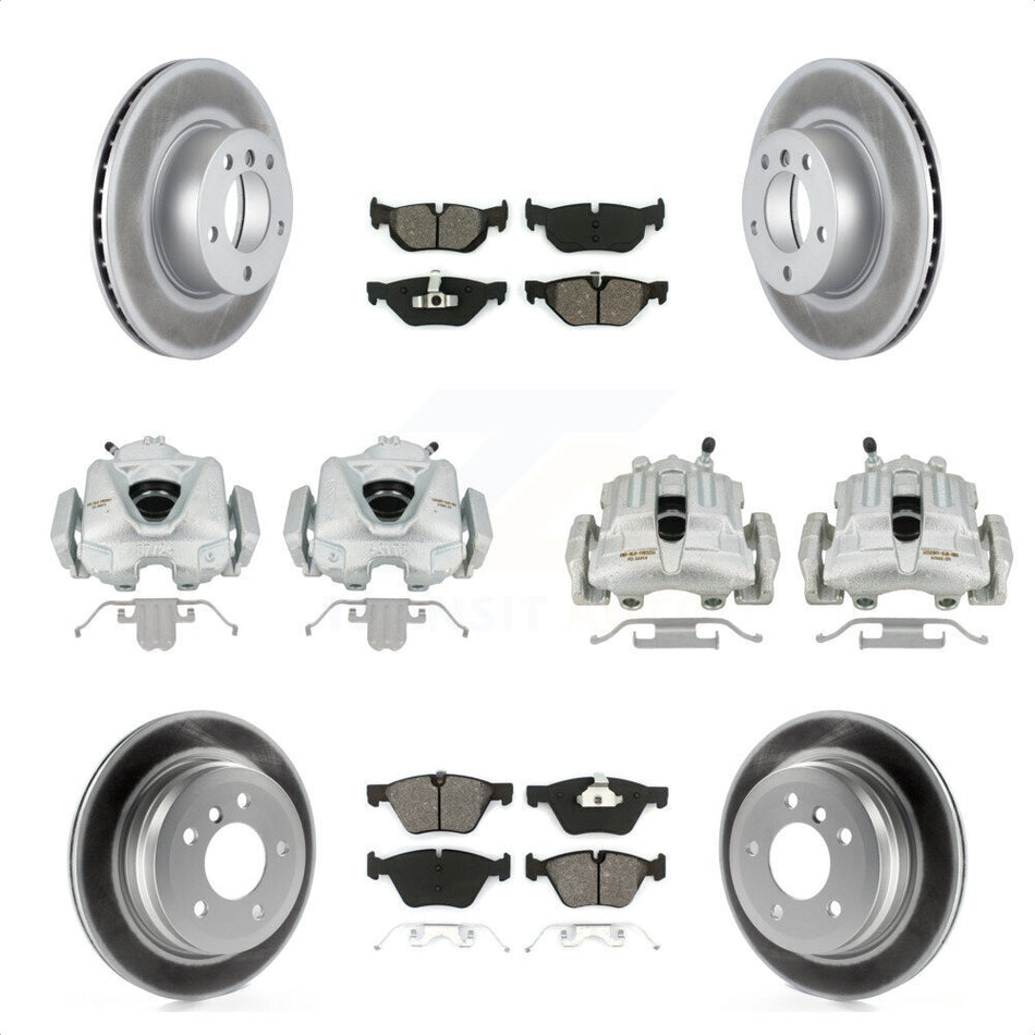 Front Rear Disc Brake Caliper Coated Rotors And Semi-Metallic Pads Kit (10Pc) For 2008 BMW 328i Wagon To 08 07 KCG-101025S by Transit Auto