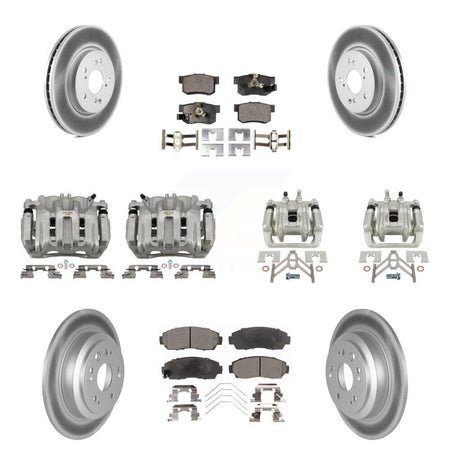 Front Rear Brake Caliper Coat Rotors & Ceramic Pad Kit (10Pc) For Honda Accord Crosstour KCG-101025T