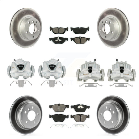 Front Rear Disc Brake Caliper Coated Rotors And Semi-Metallic Pads Kit (10Pc) For 2008 BMW 328xi To 08 07 KCG-101026S by Transit Auto