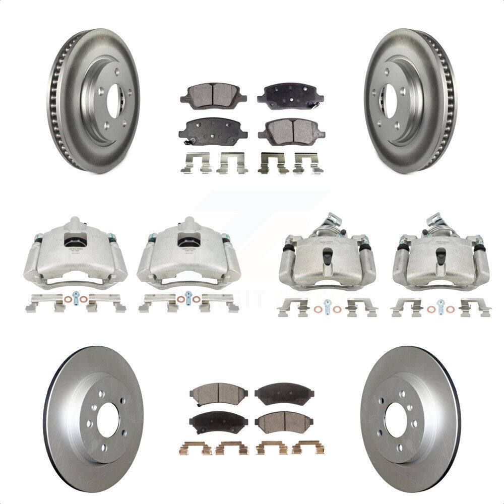 Front Rear Disc Brake Caliper Coated Rotors And Ceramic Pads Kit (10Pc) For 2005 Chevrolet Uplander Buick Terraza Saturn Relay FWD KCG-101026T by Transit Auto