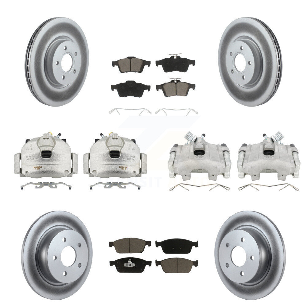 Front Rear Disc Brake Caliper Coated Rotors And Ceramic Pads Kit (10Pc) For Ford Escape KCG-101027C