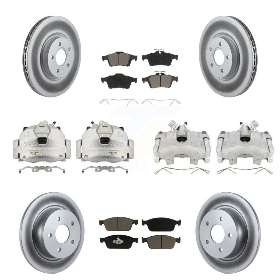 Front Rear Disc Brake Caliper Coated Rotors And Ceramic Pads Kit (10Pc) For Ford Escape KCG-101027C