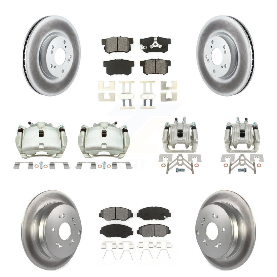 Front Rear Brake Caliper Coat Rotors & Semi-Metallic Pad Kit (10Pc) For 05-06 Honda CR-V KCG-101027S