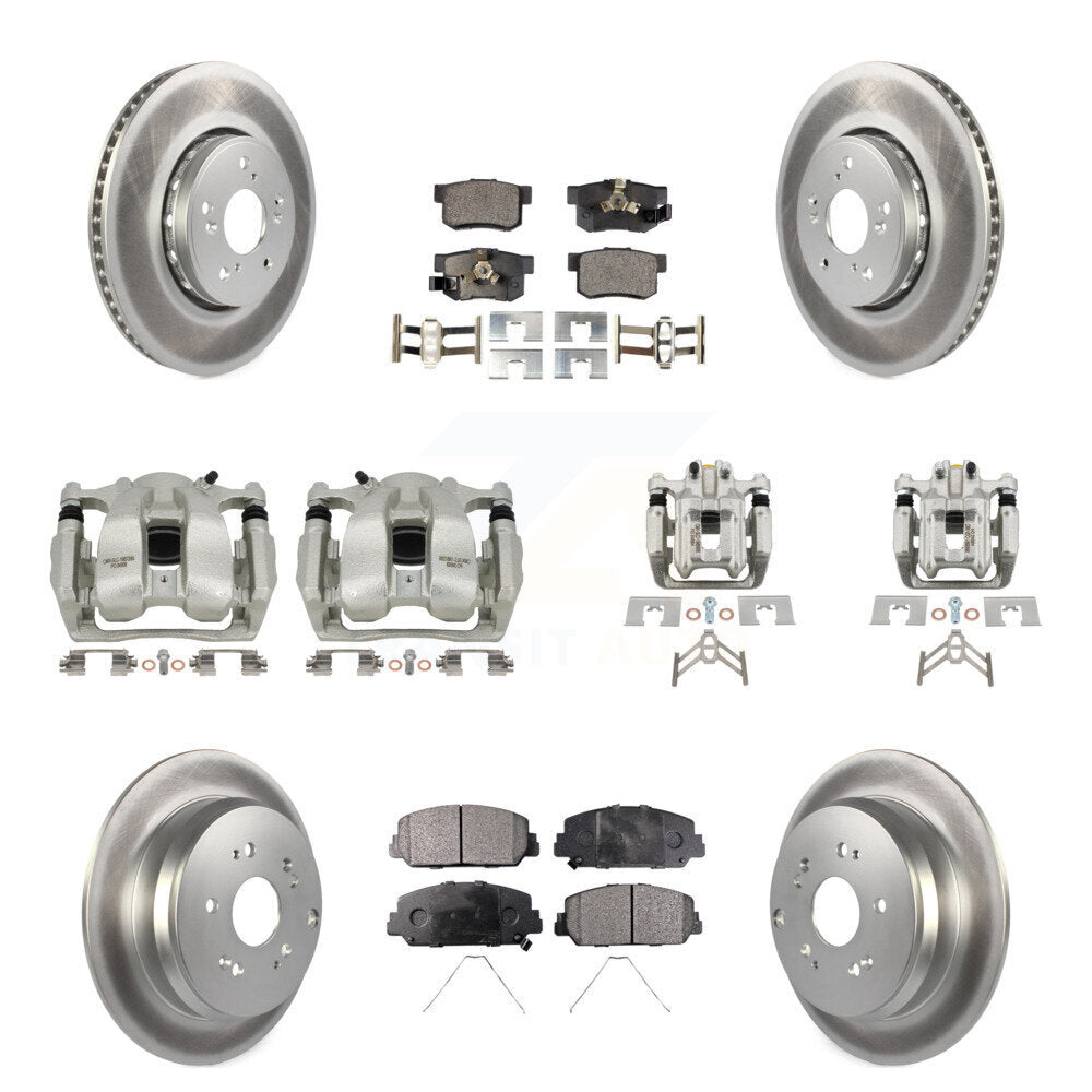 Front Rear Brake Caliper Coat Rotor Semi-Metallic Pad Kit (10Pc) For 2016-2018 Acura RDX KCG-101028P