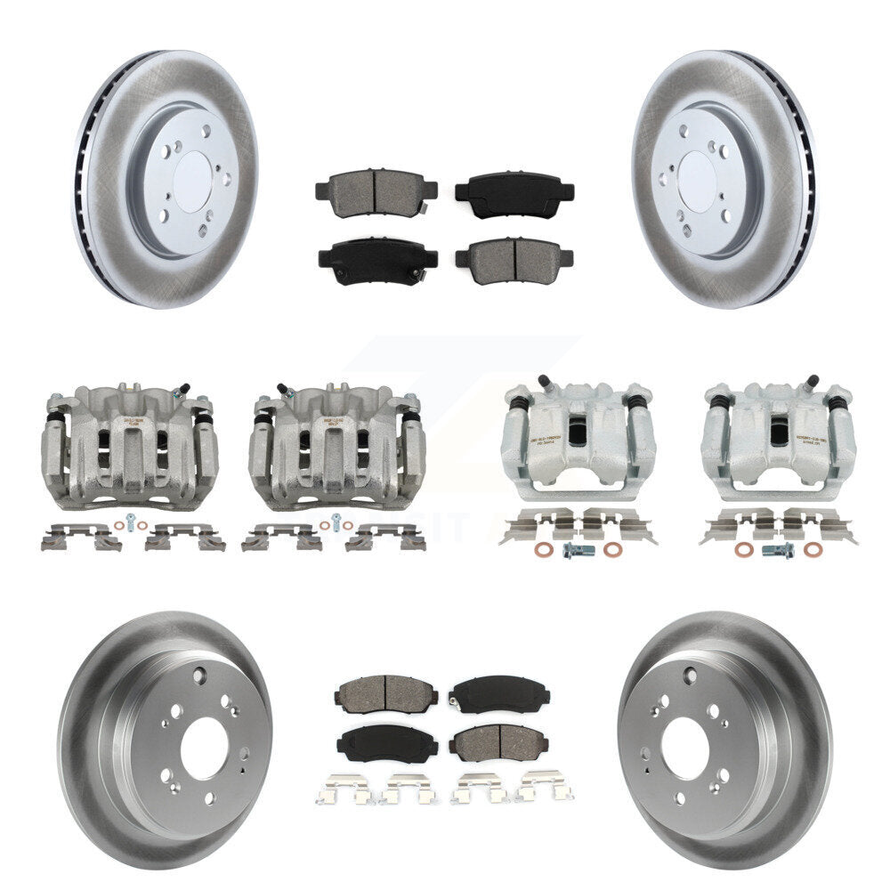 Front Rear Brake Caliper Coat Rotor Semi-Metallic Pad Kit (10Pc) For 05-10 Honda Odyssey KCG-101028S