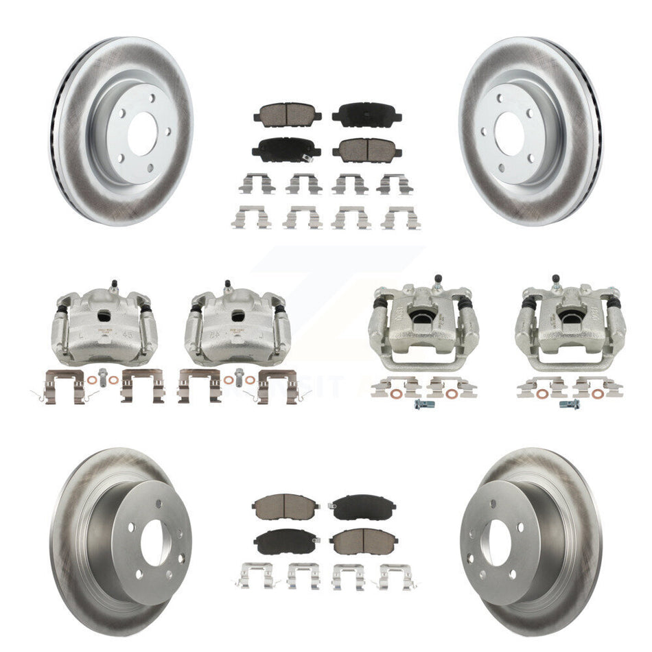 Front Rear Disc Brake Caliper Coated Rotors And Ceramic Pad Kit (10Pc) For Nissan Altima KCG-101029C