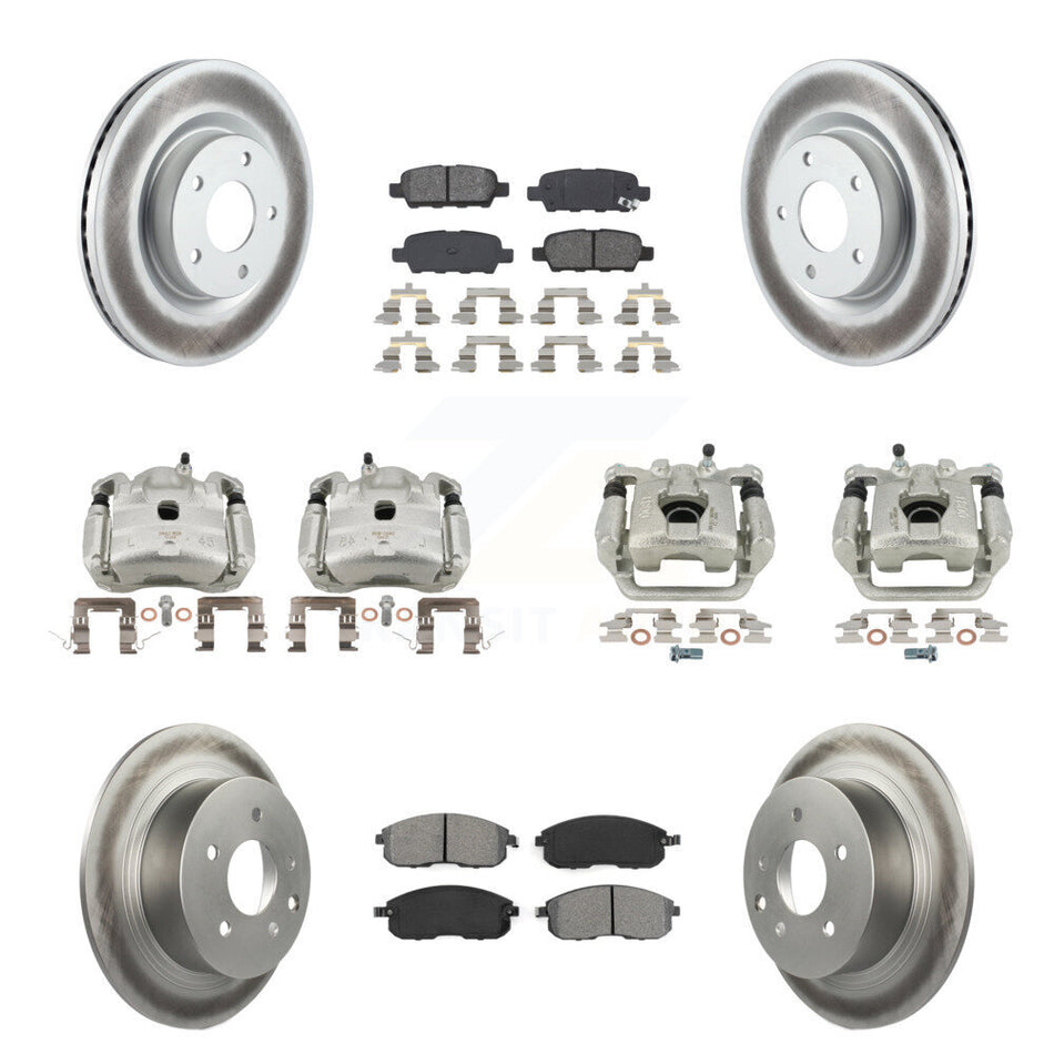Front Rear Disc Brake Caliper Coat Rotors Semi-Metallic Pad Kit (10Pc) For Nissan Altima KCG-101029S