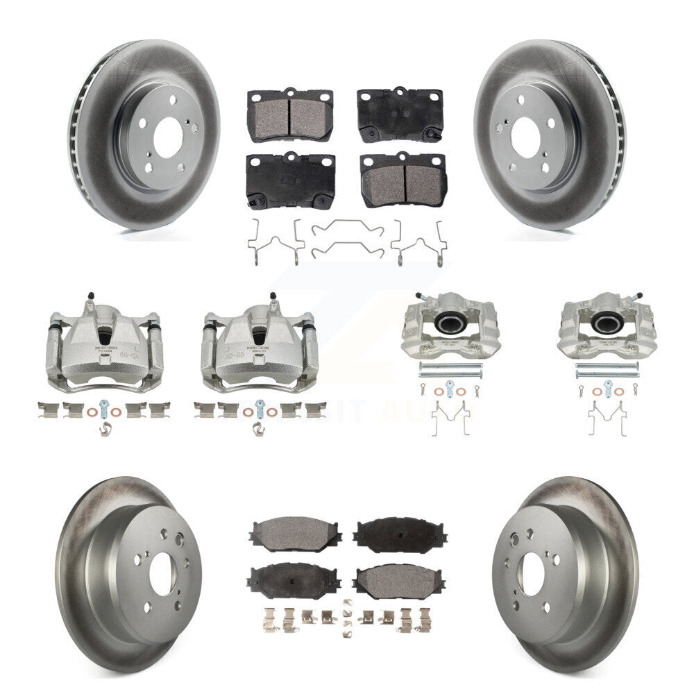 Front Rear Disc Brake Caliper Coated Rotors And Ceramic Pads Kit (10Pc) For Lexus IS250 KCG-101029T