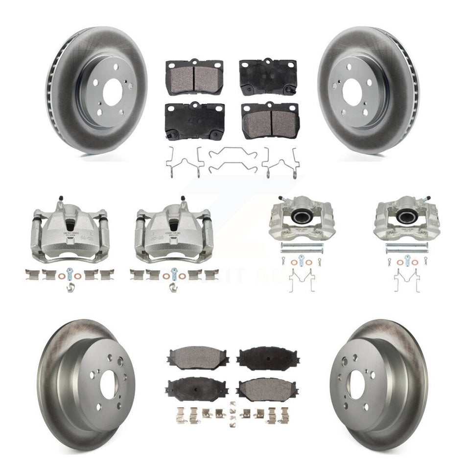 Front Rear Disc Brake Caliper Coated Rotors And Ceramic Pads Kit (10Pc) For Lexus IS250 KCG-101029T