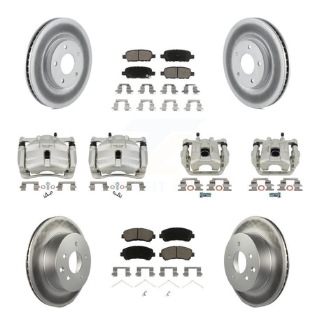 Front Rear Disc Brake Caliper Coat Rotors Ceramic Pad Kit (10Pc) For Nissan Rogue Select KCG-101031C