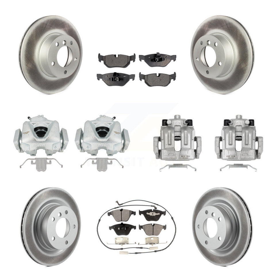 Front Rear Disc Brake Caliper Coated Rotors And Semi-Metallic Pads Kit (10Pc) For BMW 328i 323i KCG-101031P