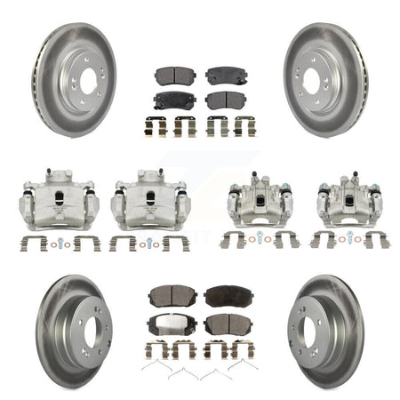 Front Rear Disc Brake Caliper Coated Rotor And Ceramic Pad Kit (10Pc) For Hyundai Sonata KCG-101031T