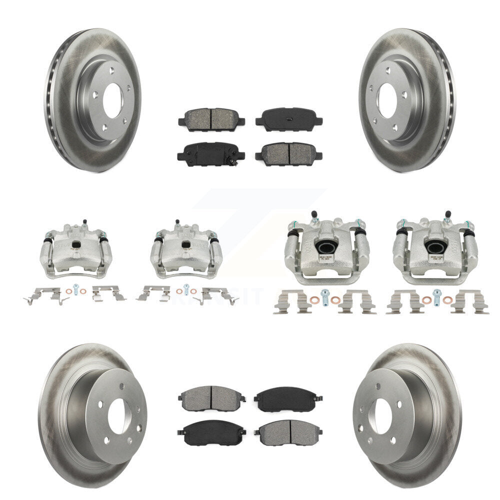 Front Rear Disc Brake Caliper Coat Rotors Semi-Metallic Pad Kit (10Pc) For Nissan Sentra KCG-101033S