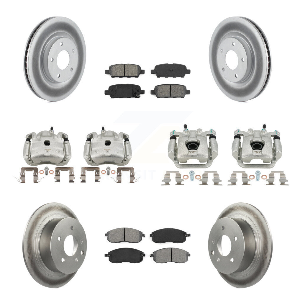 Front Rear Disc Brake Caliper Coat Rotors Semi-Metallic Pad Kit (10Pc) For Nissan Sentra KCG-101034S