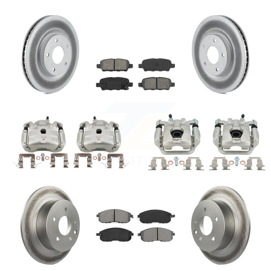 Front Rear Disc Brake Caliper Coat Rotors Semi-Metallic Pad Kit (10Pc) For Nissan Sentra KCG-101034S