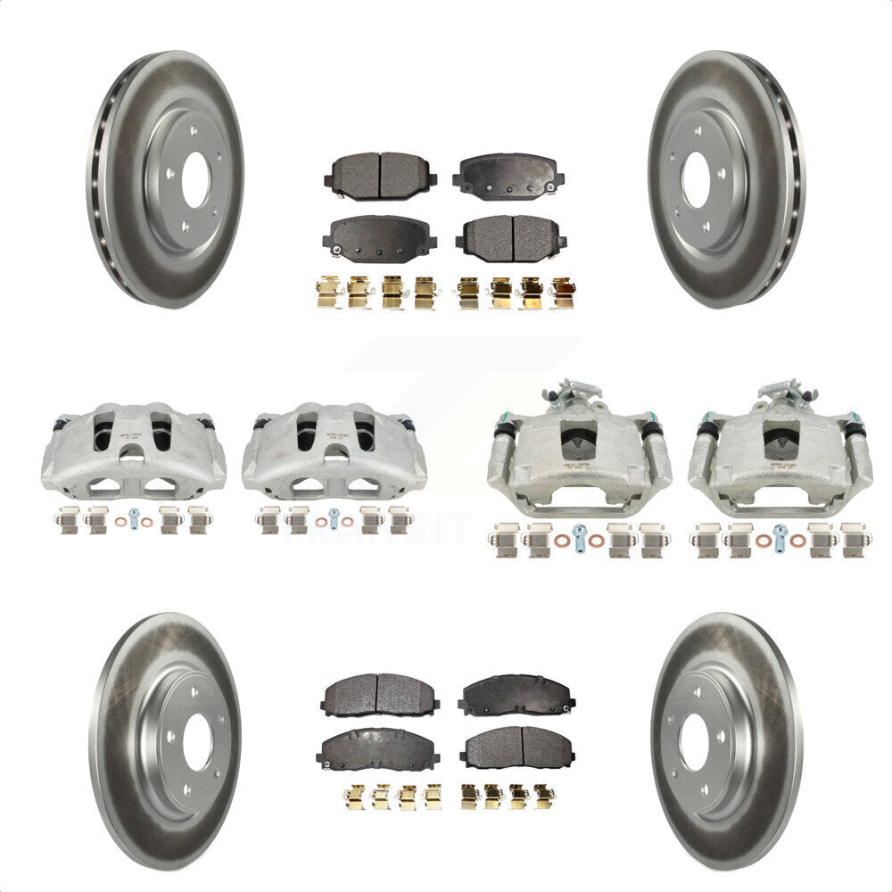 Front Rear Disc Brake Caliper Coated Rotors And Ceramic Pads Kit (10Pc) For Dodge Grand Caravan KCG-101034T by Transit Auto