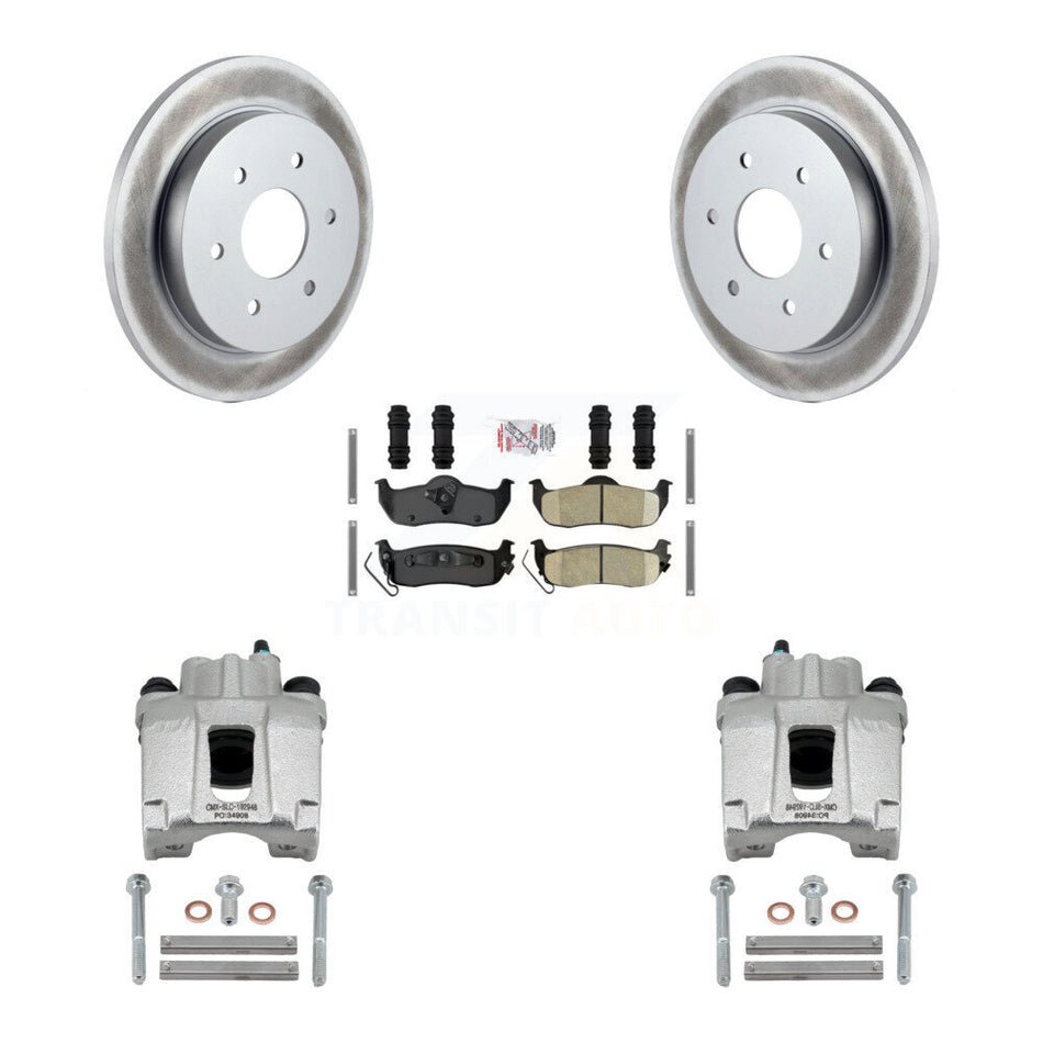 Rear Disc Brake Caliper Coat Rotor Ceramic Pad Kit For Nissan TITAN Armada INFINITI QX56 KCG-101035N