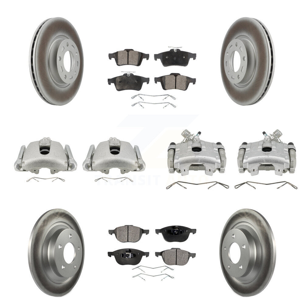 Front Rear Disc Brake Caliper Coated Rotors And Ceramic Pads Kit (10Pc) For Mazda 5 KCG-101035T
