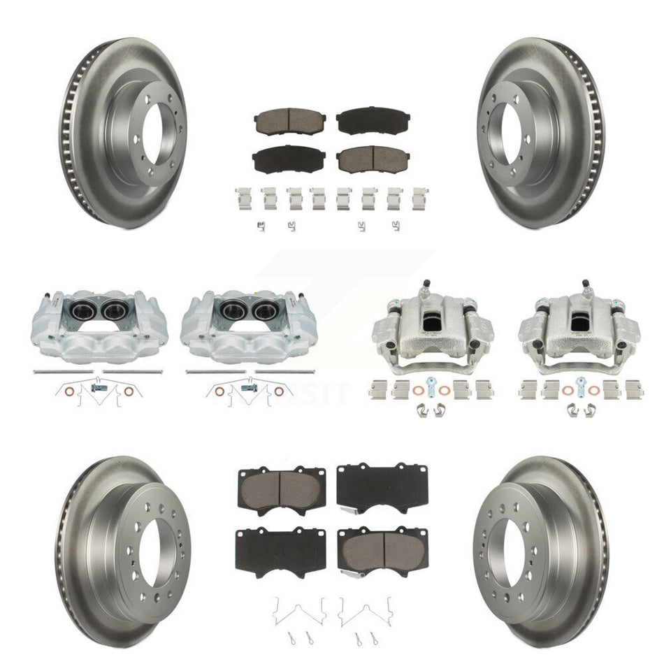 Front Rear Disc Brake Caliper Coated Rotors And Ceramic Pads Kit (10Pc) For Toyota 4Runner Lexus GX460 KCG-101036C