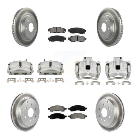 Front Rear Brake Caliper Coat Rotors & Semi-Metallic Pad Kit (10Pc) For GMC Acadia Buick KCG-101036S