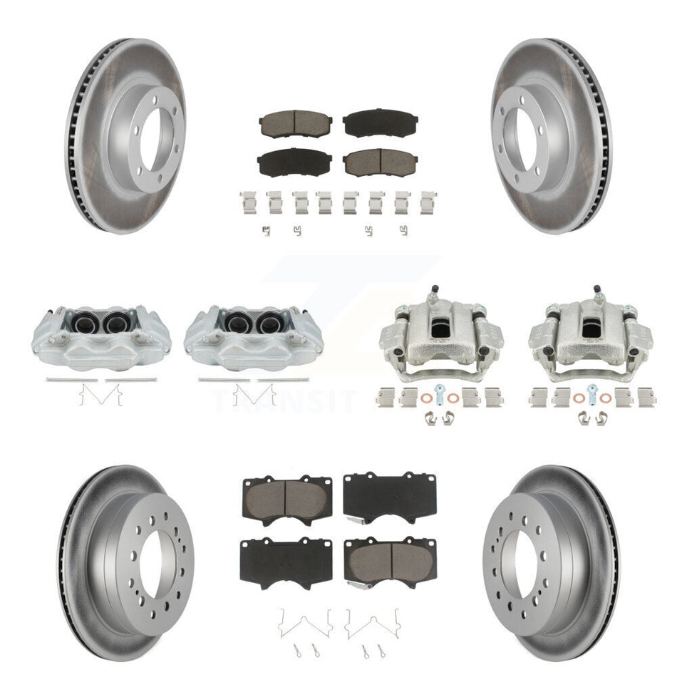 Front Rear Disc Brake Caliper Coated Rotors And Ceramic Pads Kit (10Pc) For 2003-2009 Lexus GX470 KCG-101037C