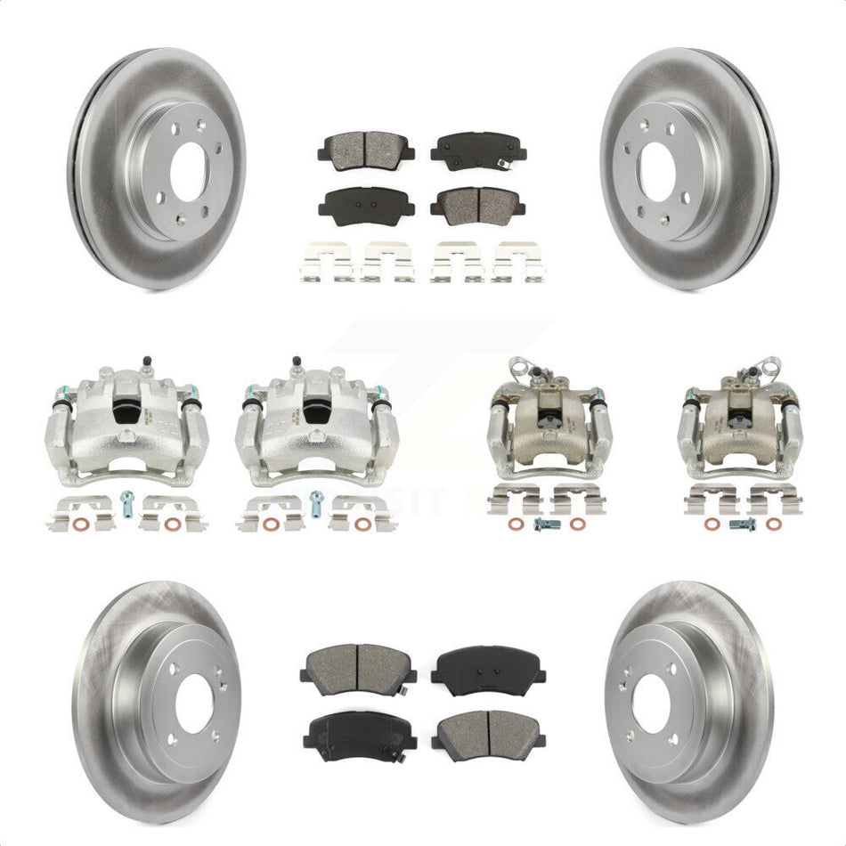 Front Rear Disc Brake Caliper Coated Rotors And Semi-Metallic Pads Kit (10Pc) For Kia Rio KCG-101038S by Transit Auto