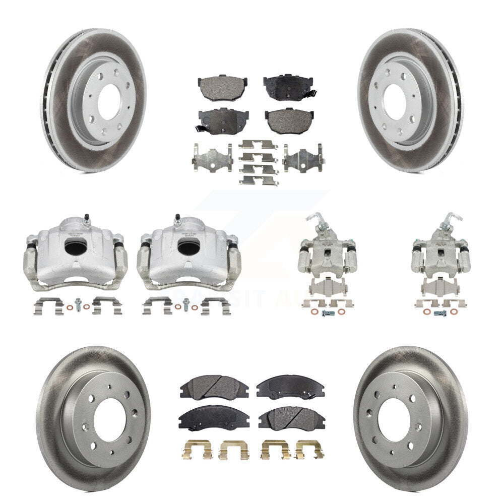 Front Rear Disc Brake Caliper Coat Rotor Ceramic Pad Kit (10Pc) For Kia Spectra Spectra5 KCG-101038T