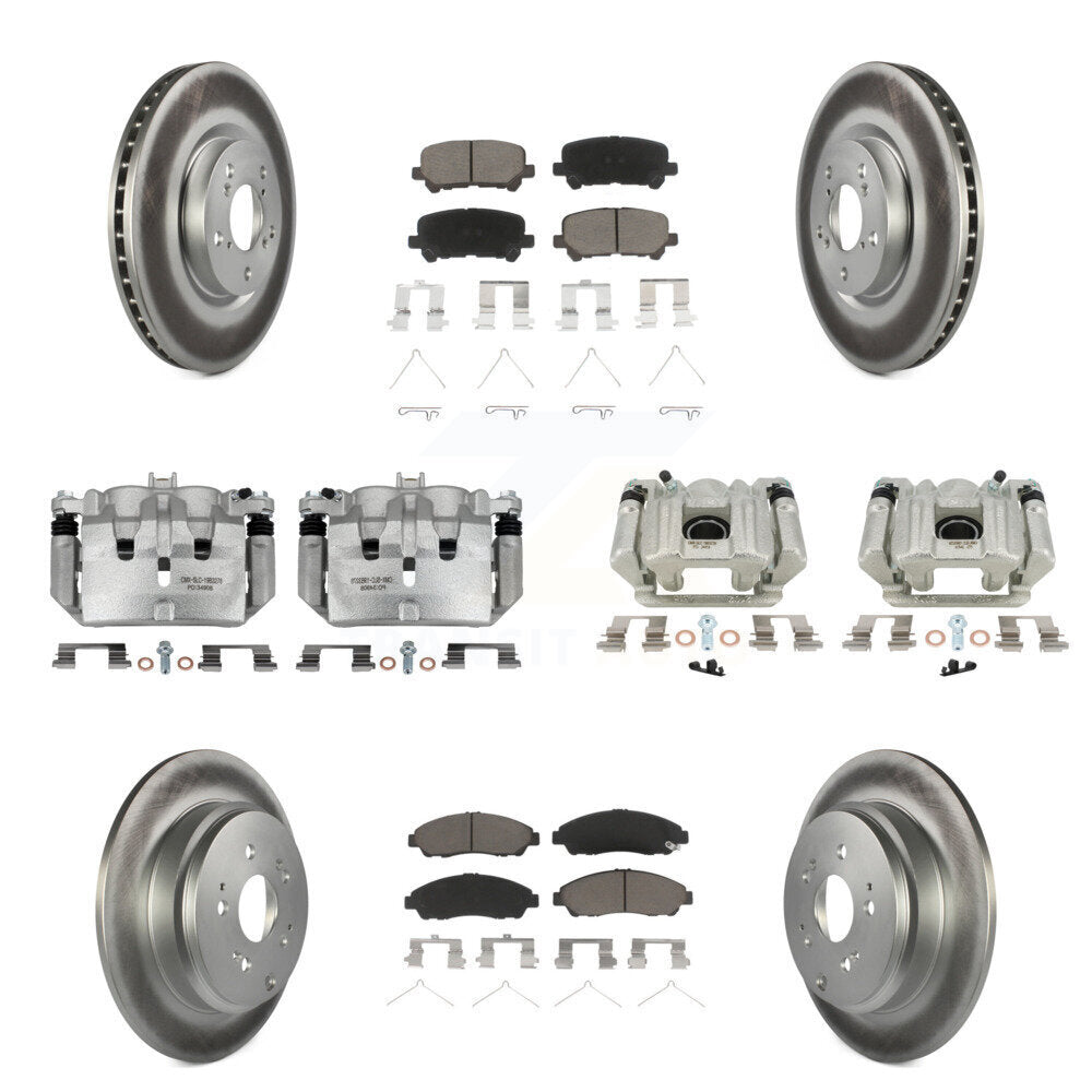 Front Rear Disc Brake Caliper Coated Rotors And Ceramic Pad Kit (10Pc) For Acura MDX ZDX KCG-101039C