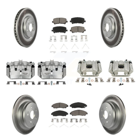 Front Rear Disc Brake Caliper Coated Rotors And Ceramic Pad Kit (10Pc) For Acura MDX ZDX KCG-101039C