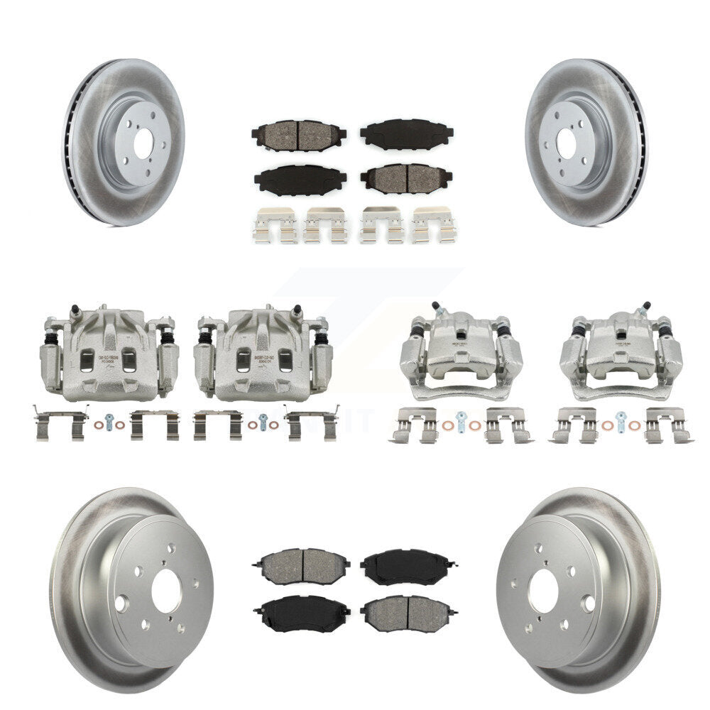 Front Rear Disc Brake Caliper Coat Rotor And Semi-Metallic Pad Kit (10Pc) For Subaru WRX KCG-101039S