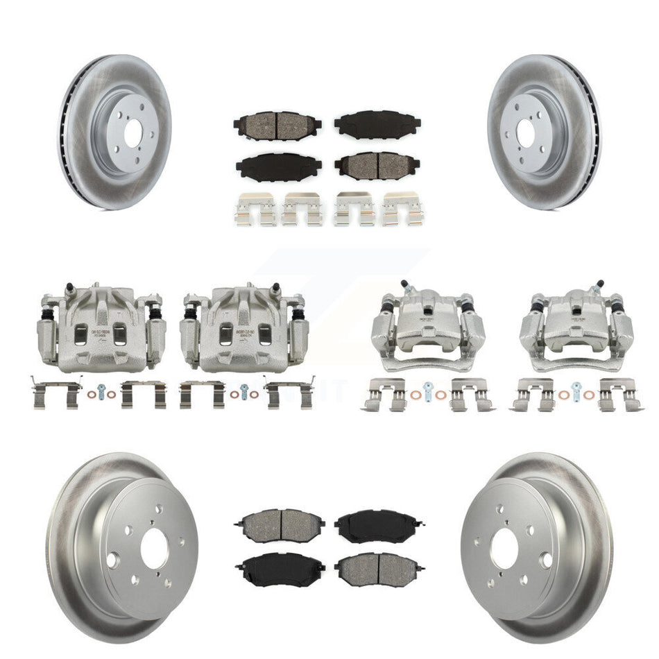 Front Rear Disc Brake Caliper Coat Rotor And Semi-Metallic Pad Kit (10Pc) For Subaru WRX KCG-101039S
