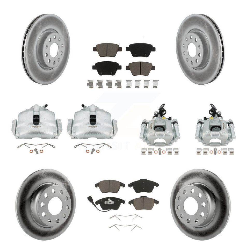Front Rear Disc Brake Caliper Coated Rotors And Ceramic Pads Kit (10Pc) For Volkswagen Beetle GTI KCG-101040C
