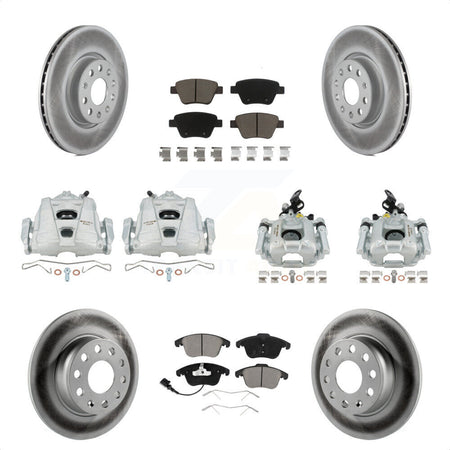 Front Rear Disc Brake Caliper Coated Rotors And Ceramic Pads Kit (10Pc) For Volkswagen Passat KCG-101042C by Transit Auto