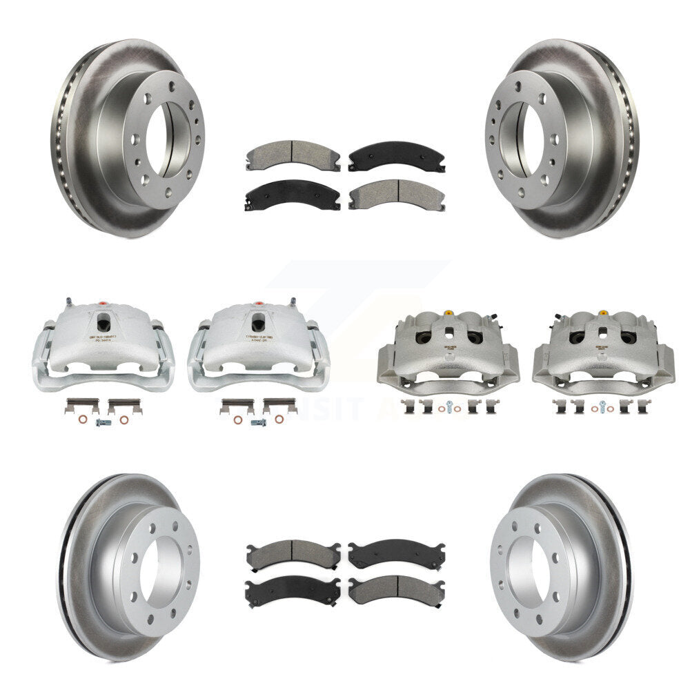 Front Rear Disc Brake Caliper Coated Rotors And Semi-Metallic Pads Kit (10Pc) For KCG-101042S