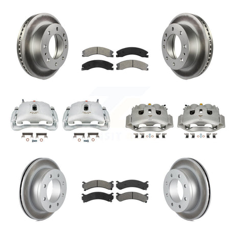 Front Rear Disc Brake Caliper Coated Rotors And Semi-Metallic Pads Kit (10Pc) For KCG-101042S